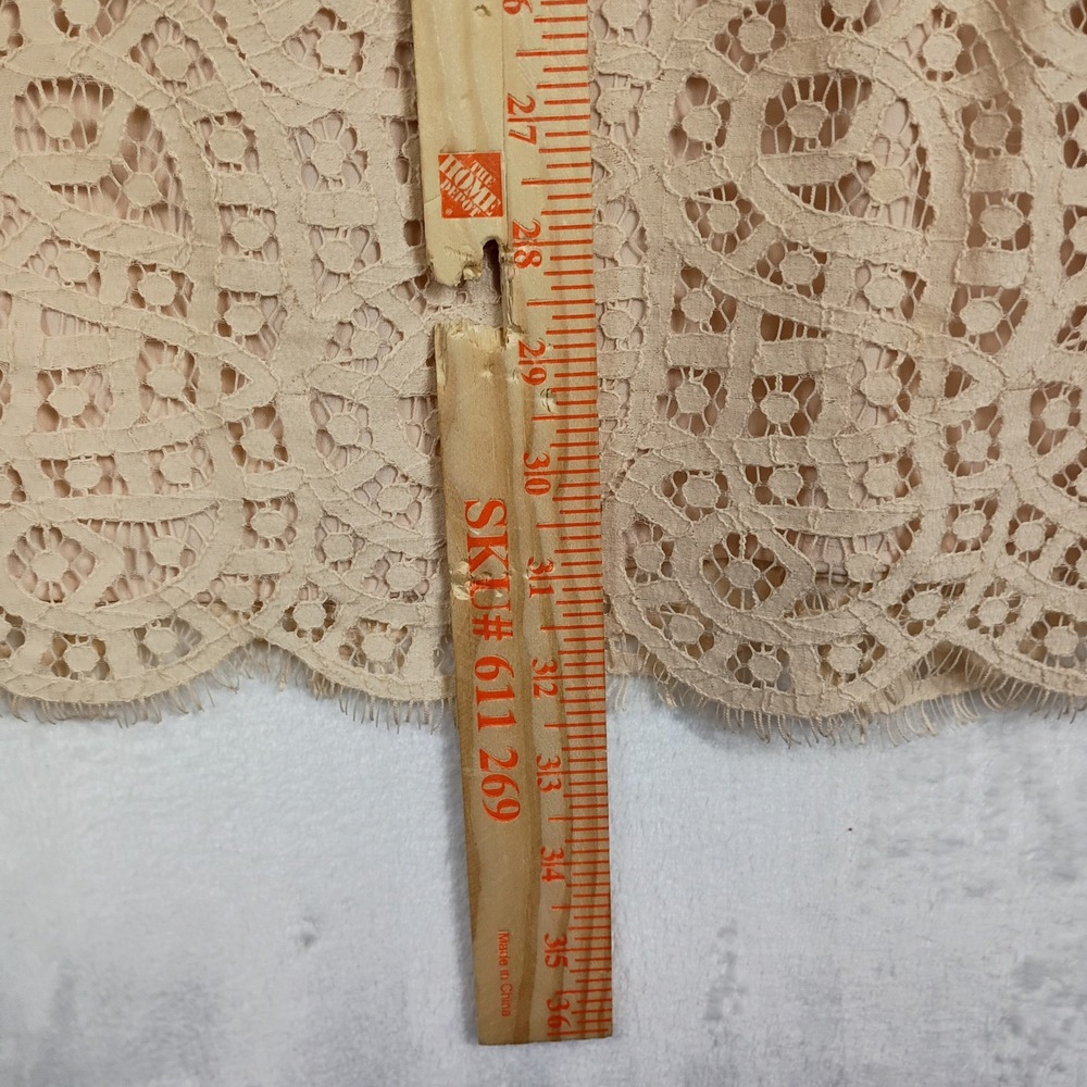 J.Crew Tan Beige Corded Lace Popover‎ Mini Dress Scalloped Hem Sleeveless 00 - Picture 5 of 8